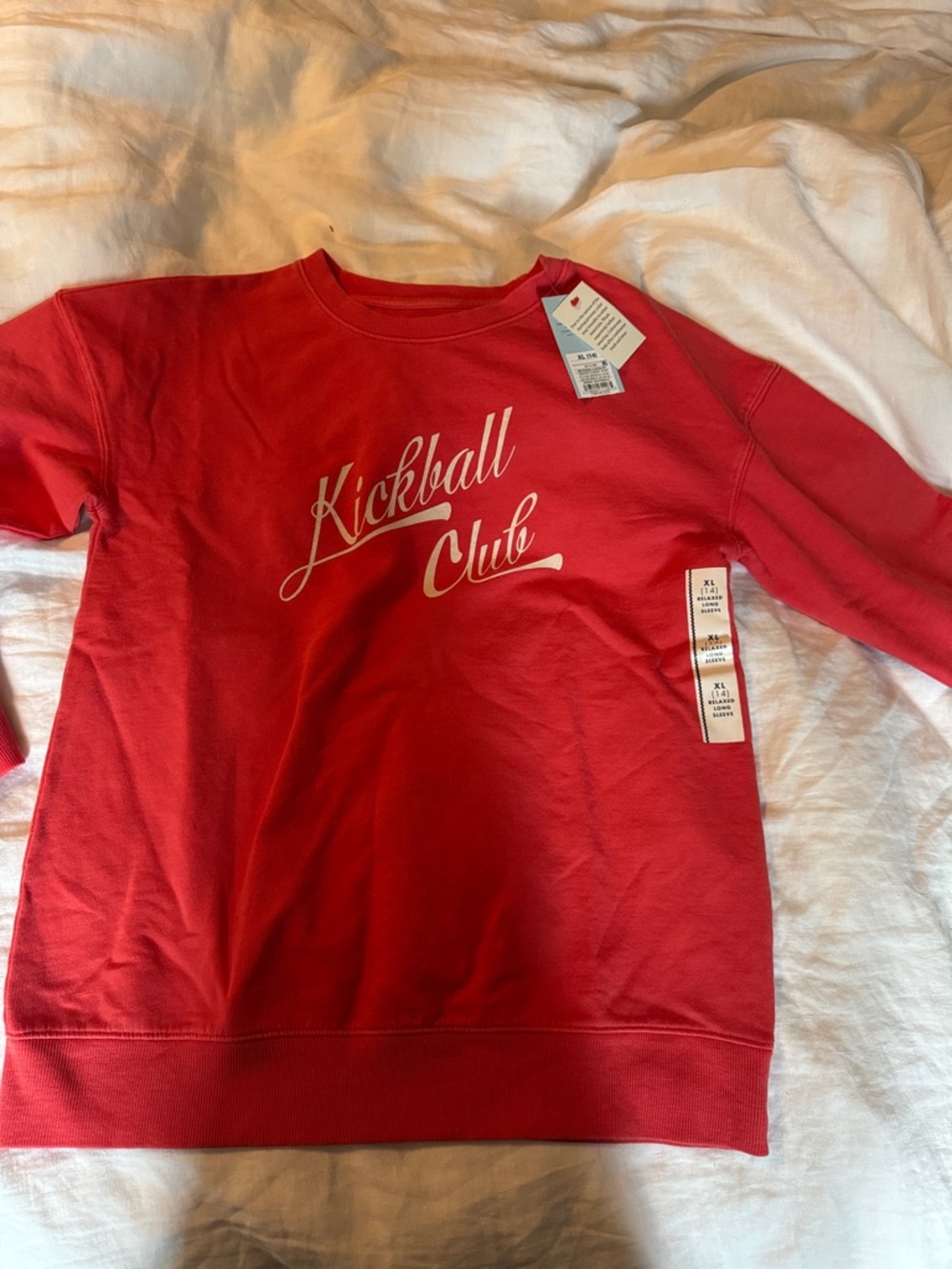 Kids size 14 Red "Kickball Club" Pullover Sweatshirt